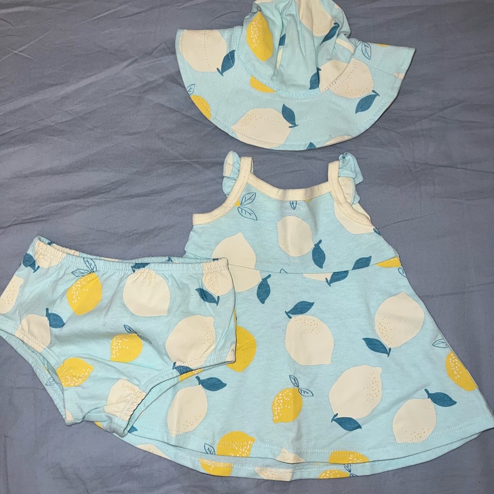 Carter's Blue and Yellow Lemon Print Kids Matching Set